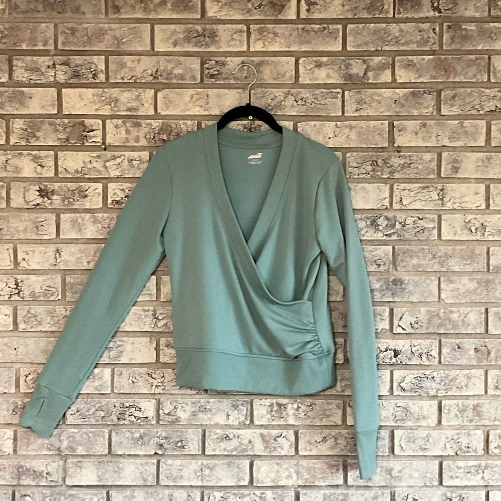 Avia Green Wrap-Front Pullover Sweatshirt Size XS